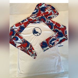 Reel Legends Reel-Tec Kids XL Long Sleeve shirt White/Coconut Marble /Money Blue